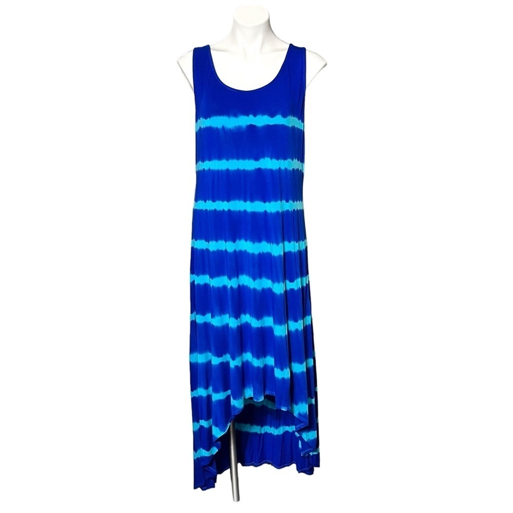 AGB Tie-Dye High-Low Maxi Dress Size 16 Blue/Aqua